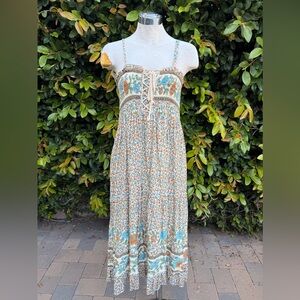 Easel Floral Lace-Up Maxi Dress